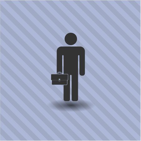 Businessman holding briefcase icon or symbol