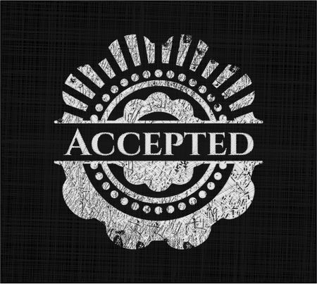 Accepted chalk emblem, retro style, chalk or chalkboard texture