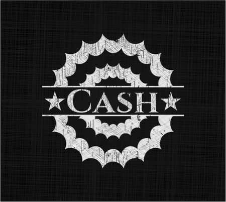 Cash chalk emblem, retro style, chalk or chalkboard texture