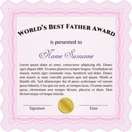 Best Dad Award Template. With complex linear background. Vector illustration. Artistry design. 