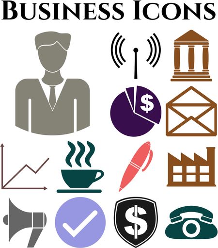 13 businessicon set. Universal and Standard Icons.