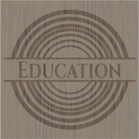 Education retro style wooden emblem