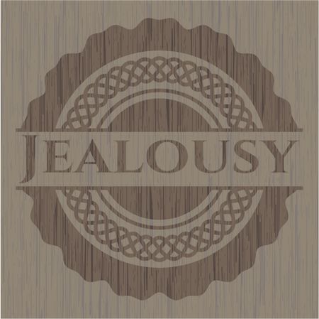 Jealousy retro style wooden emblem