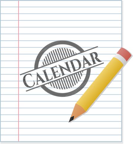 Calendar emblem draw with pencil effect