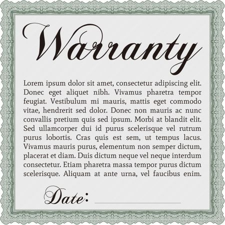 Warranty template. Cordial design. Customizable, Easy to edit and change colors. With background. 