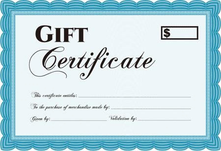 Modern gift certificate. Sophisticated design. With great quality guilloche pattern. 