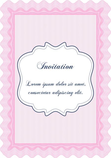 Retro vintage invitation. Sophisticated design. With great quality guilloche pattern. 