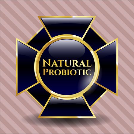 Natural Probiotic gold emblem or badge