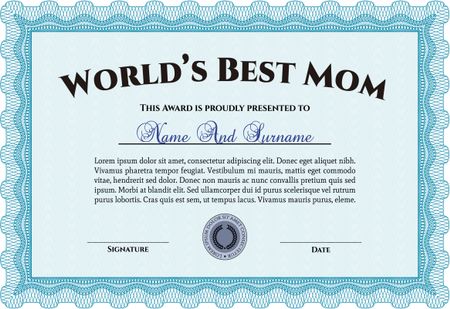 World's Best Mother Award Template. Lovely design. Complex background. Customizable, Easy to edit and change colors. 