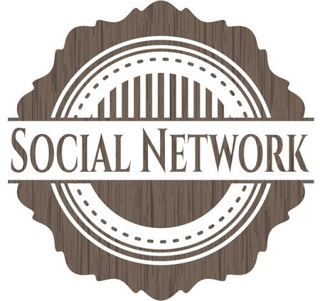Social Network wood icon or emblem