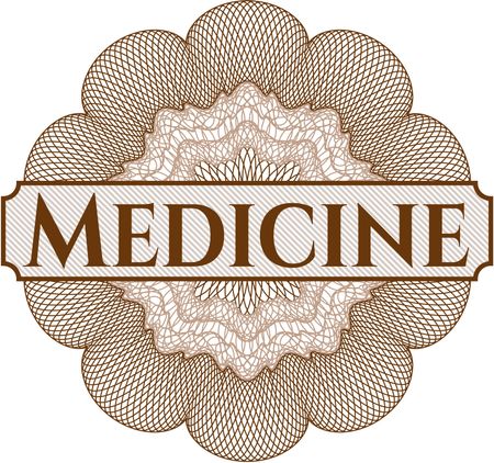 Medicine inside money style emblem or rosette