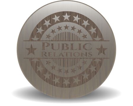 Public Relations retro wooden emblem