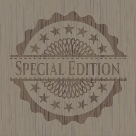 Special Edition badge with wooden background