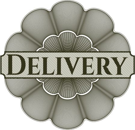 Delivery written inside a money style rosette