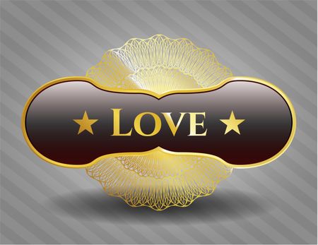 Love gold badge or emblem