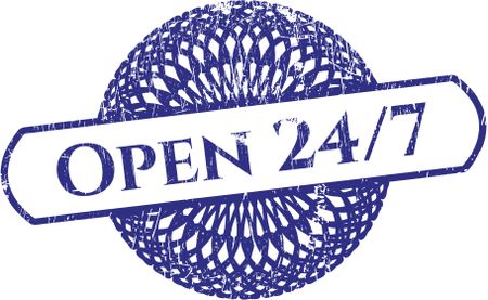 Open 24/7 grunge stamp