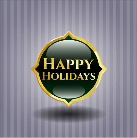 Happy Holidays gold badge or emblem