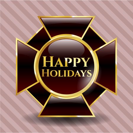 Happy Holidays gold emblem or badge