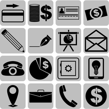 Set of 16 business icons. Set of web Icons.