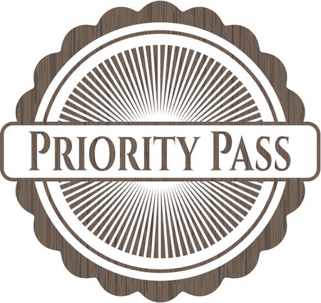 Priority Pass wood emblem. Vintage.