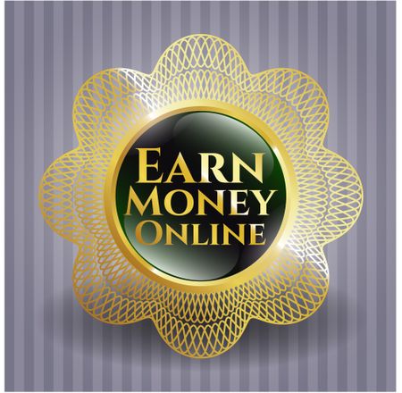 Earn Money Online golden badge or emblem