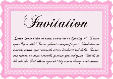 Retro vintage invitation. With great quality guilloche pattern. Sophisticated design. 