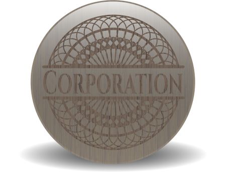 Corporation wood icon or emblem