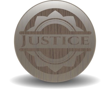 Justice badge with wood background