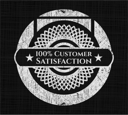 100% Customer Satisfaction chalkboard emblem on black board