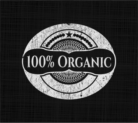 100% Organic on chalkboard