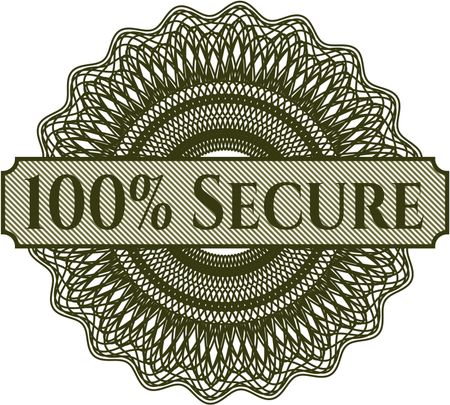 100% Secure inside money style emblem or rosette