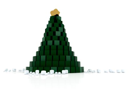 Christmas tree made with cubes isolated over a white background