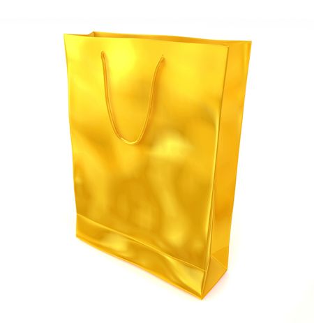 Yellow gift bag isolated over a white background