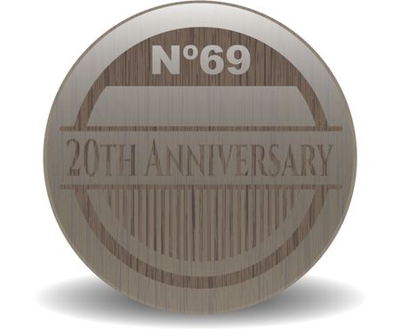 20th Anniversary wood icon or emblem