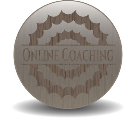 Online Coaching wooden emblem. Vintage.