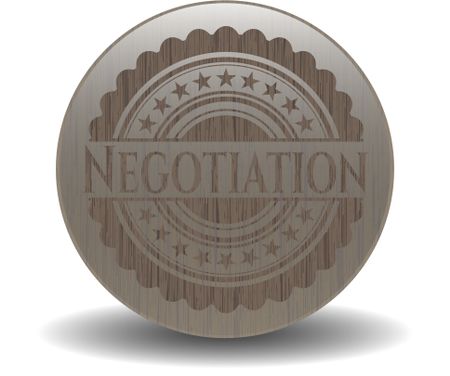 Negotiation retro style wooden emblem