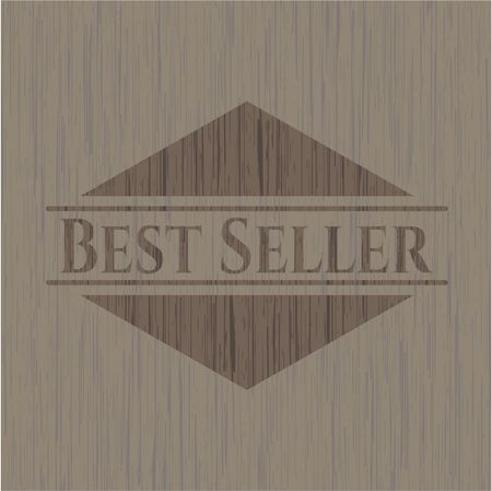 Best Seller badge with wood background