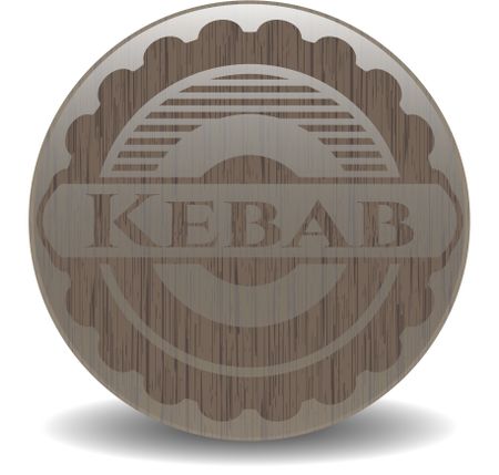Kebab badge with wood background