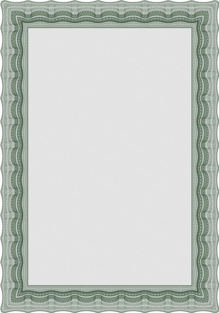 Green Diploma. Good design. Border, frame. With background. 