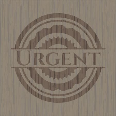 Urgent vintage wooden emblem