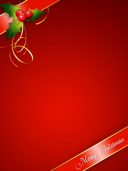 Background for christmas in red with a green decoration