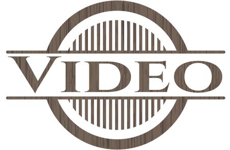 Video badge with wooden background