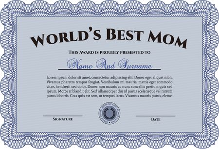 World's Best Mom Award Template. Customizable, Easy to edit and change colors. With complex background. Good design. 