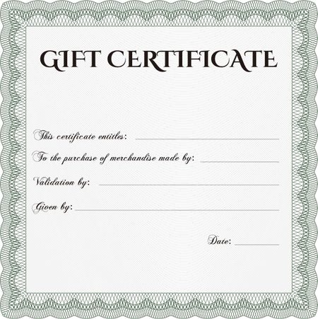 Gift certificate template. Easy to print. Nice design. Detailed. 