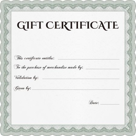 Gift certificate template. Easy to print. Nice design. Detailed.