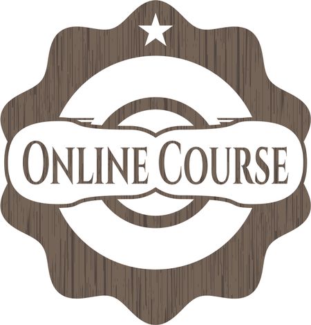 Online Course wooden emblem. Retro