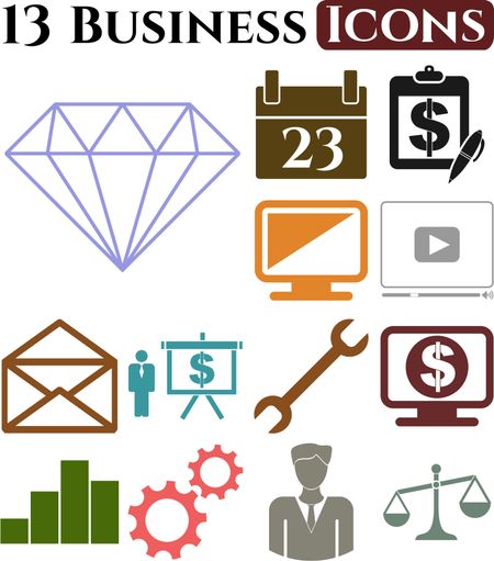 13 businessicon set. Quality Icons.