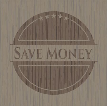 Save Money retro style wood emblem