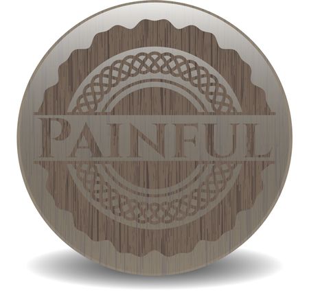 Painful retro style wooden emblem