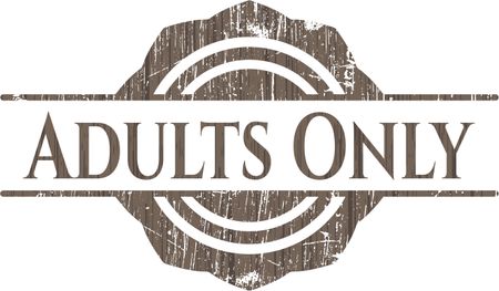 Adults Only badge with wood background